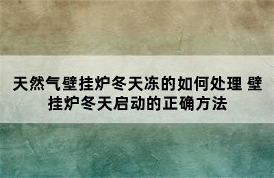 天然气壁挂炉冬天冻的如何处理 壁挂炉冬天启动的正确方法